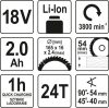 Yato akkus körfűrész 165 mm 18 V Li-Ion (1 x 2,0 Ah akku + töltő)