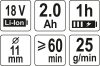 Yato akkus ragasztópisztoly 11 mm 18 V Li-Ion (1 x 2,0 Ah akku + töltő)