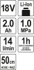 Yato akkus pumpa 10 bar 18 V Li-Ion (1 x 2,0 Ah akku + töltő)