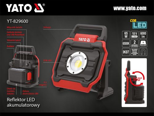 Yato akkus LED reflektor 6000 lumen 18 V