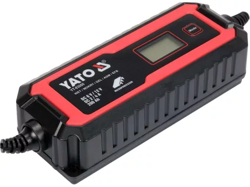 Yato akkumulátor töltő 6/12 V 2/4 A max. 200 Ah LCD kijelző