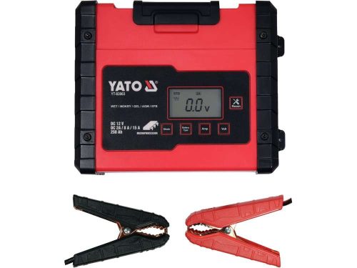 Yato Akkumulátor töltő 12 V 2/8/15 A max. 200 Ah LCD kijelző