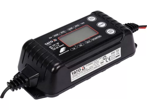 Yato akkumulátor töltő 6/12 V 1/4 A max. 120 Ah LCD kijelző