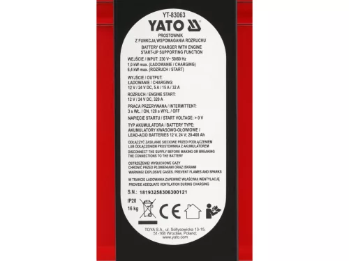 Yato akkumulátor töltő 2-4 Ah