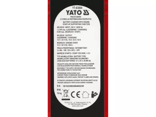 Yato akkumulátor töltő 2-8 Ah