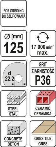 Yato univerzális csiszolókorong 125 x 22,2 mm / P36