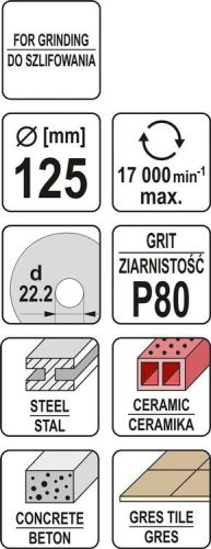 Yato univerzális csiszolókorong 125 x 22,2 mm / P80