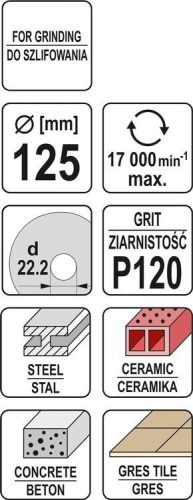 Yato univerzális csiszolókorong 125 x 22,2 mm / P120