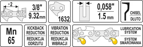 Yato láncfűrész lánc tekercs 3/8" 1,5 mm 1632 szem
