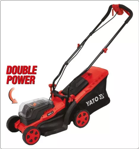 Yato akkus fűnyíró 340 mm 2 x 18 V (2 x 2,0 Ah akku + töltő)