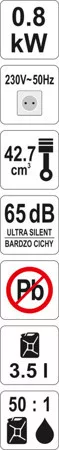 Yato áramfejlesztő 880 W 42,7 cm3 könnyített