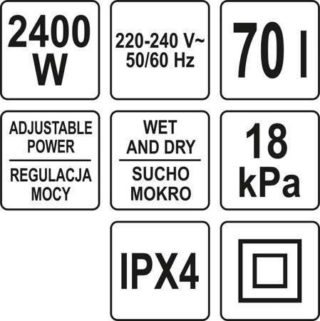 Yato ipari porszívó 70 liter 2400W